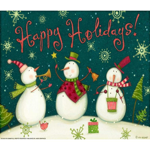 Snowman Trio 1 Nb White Modern Wood Framed Art Print by Eisner, Viv