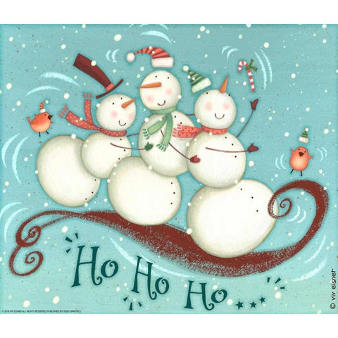 Snowmen Trio 2 Nb Black Modern Wood Framed Art Print with Double Matting by Eisner, Viv