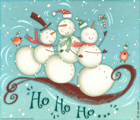 Snowmen Trio 2 Nb Black Ornate Wood Framed Art Print with Double Matting by Eisner, Viv