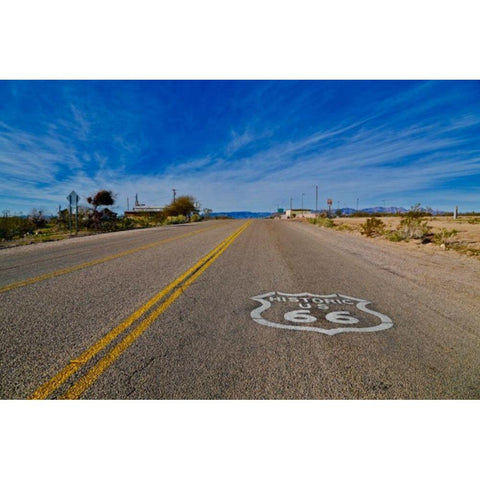 Route 66 With Clouds Black Modern Wood Framed Art Print by Vizvary, Susan