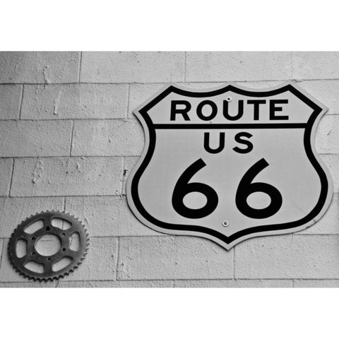 Route 66 Sign Black Modern Wood Framed Art Print by Vizvary, Susan