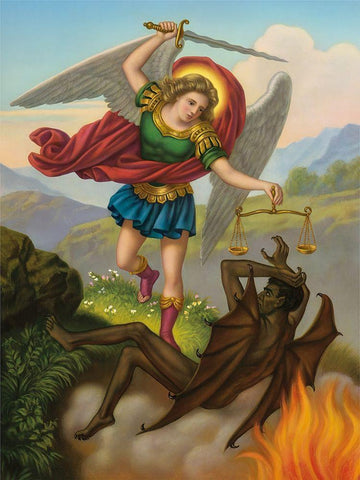 HL. MICHAEL Black Ornate Wood Framed Art Print with Double Matting by Anonymous