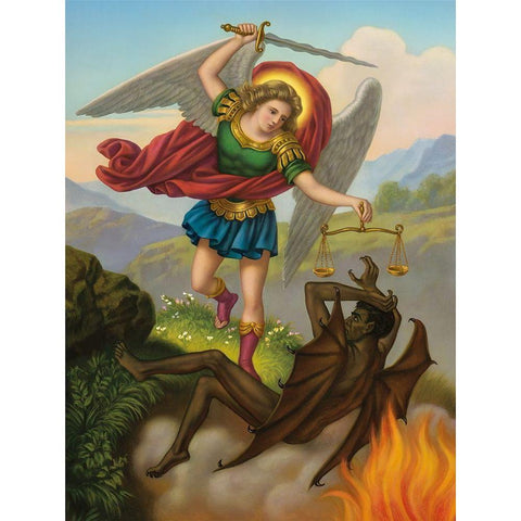 HL. MICHAEL White Modern Wood Framed Art Print by Anonymous