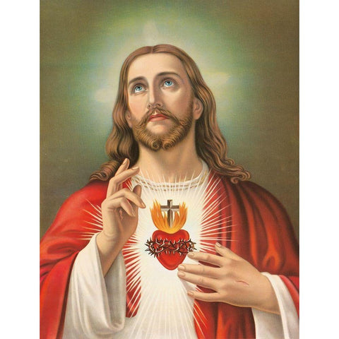 HL. HERZ JESU Gold Ornate Wood Framed Art Print with Double Matting by Anonymous