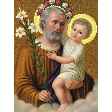 HL. JOSEPH Gold Ornate Wood Framed Art Print with Double Matting by Anonymous