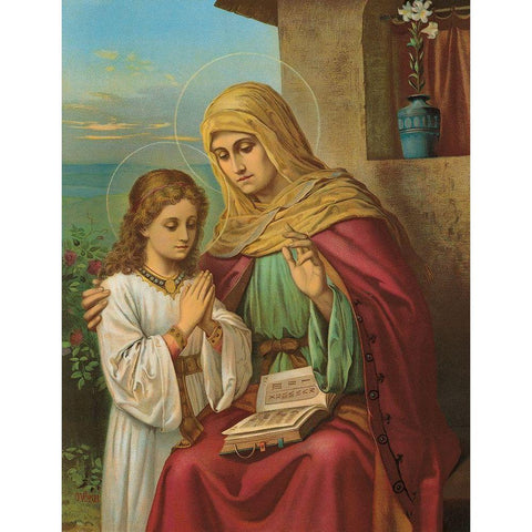 HL. ANNA Gold Ornate Wood Framed Art Print with Double Matting by Anonymous