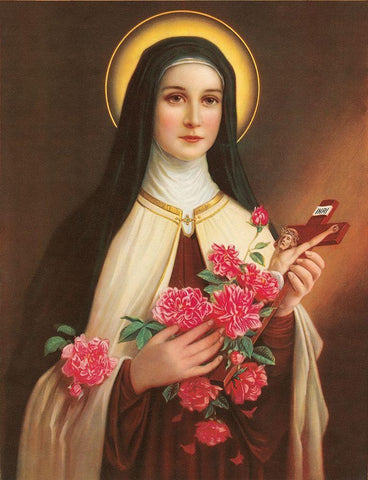 HL. THERESIA VOM KINDE JESU Black Ornate Wood Framed Art Print with Double Matting by Anonymous