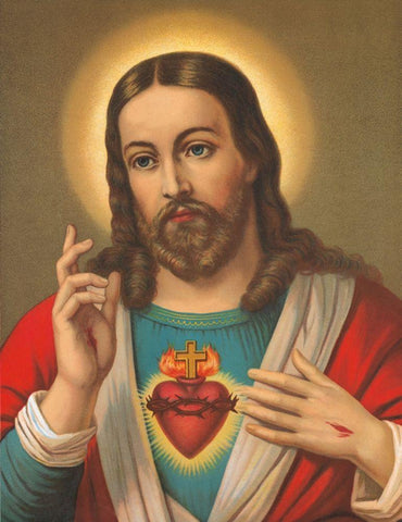 HL. HERZ JESU White Modern Wood Framed Art Print with Double Matting by Anonymous