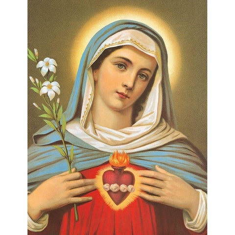 HL. HERZ MARIAE Gold Ornate Wood Framed Art Print with Double Matting by Anonymous