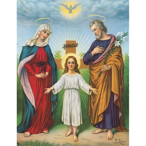 JESUS, MARIA, JOSEPH White Modern Wood Framed Art Print by Anonymous