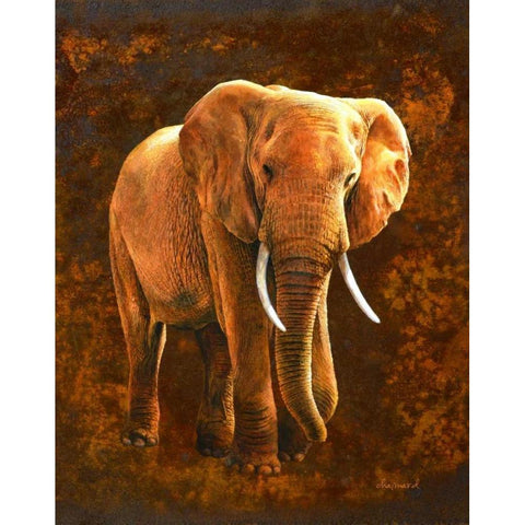 Elephant 01 Gold Ornate Wood Framed Art Print with Double Matting by Chamard, Jean-Marc
