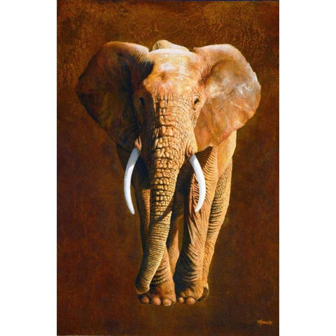 Elephant 04 Gold Ornate Wood Framed Art Print with Double Matting by Chamard, Jean-Marc