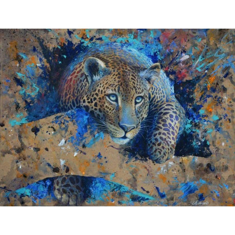 Jaguar Black Modern Wood Framed Art Print by Chamard, Jean-Marc
