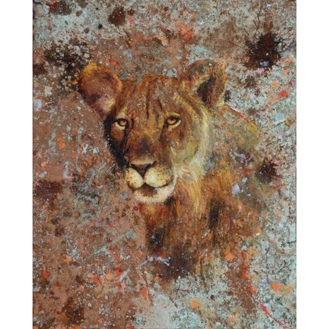 Lion Black Modern Wood Framed Art Print by Chamard, Jean-Marc