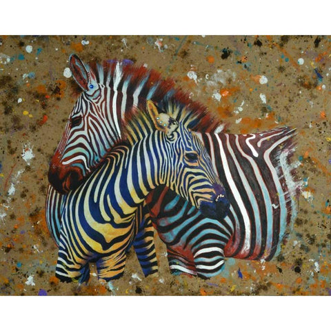 Zebras White Modern Wood Framed Art Print by Chamard, Jean-Marc