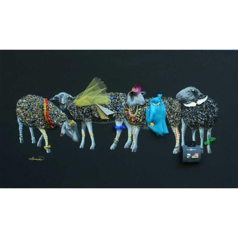 Sheep 03 Black Modern Wood Framed Art Print with Double Matting by Chamard, Jean-Marc