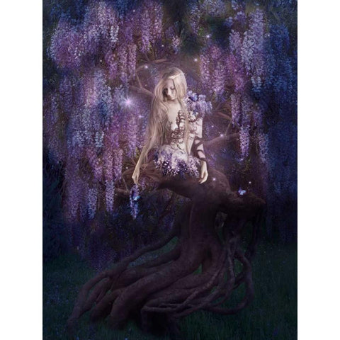 Wisteria Black Modern Wood Framed Art Print with Double Matting by Babette