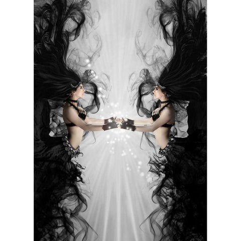 The bellydancers white Black Modern Wood Framed Art Print with Double Matting by Babette