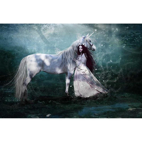 Faith of the Unicorn White Modern Wood Framed Art Print by Babette