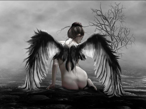 The tree of lost souls White Modern Wood Framed Art Print with Double Matting by Babette