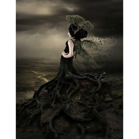 Fairy 29 Black Modern Wood Framed Art Print with Double Matting by Babette