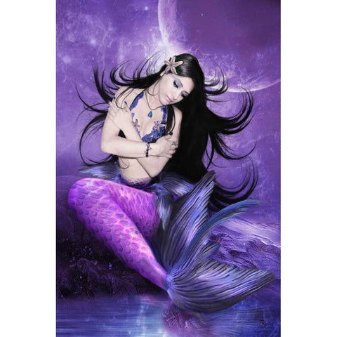 Mermaids tale Black Modern Wood Framed Art Print with Double Matting by Babette