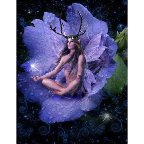 Fairy 26 Black Modern Wood Framed Art Print by Babette