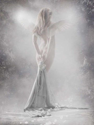 Angel Shakinah White Modern Wood Framed Art Print with Double Matting by Babette