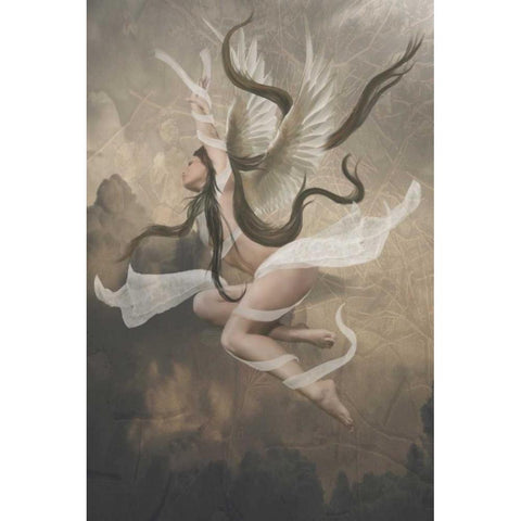 Angel 1 Black Modern Wood Framed Art Print with Double Matting by Babette