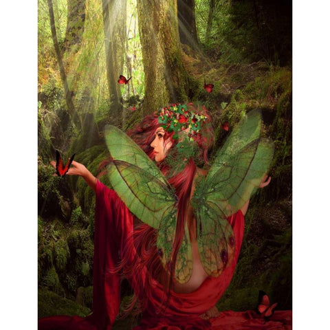 Fairy 43 Black Modern Wood Framed Art Print by Babette