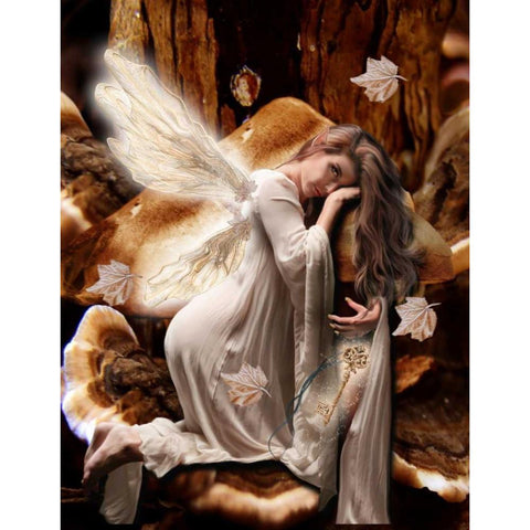 Fairy 45 White Modern Wood Framed Art Print by Babette