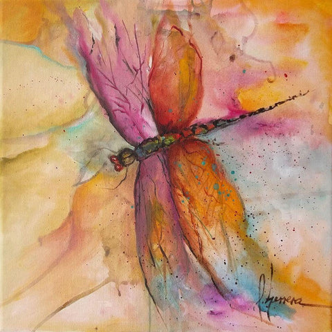 Libelula 1 White Modern Wood Framed Art Print by Herrera, Leticia