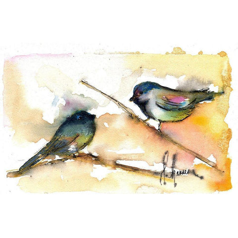 Pajaritos Black Modern Wood Framed Art Print with Double Matting by Herrera, Leticia