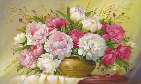 Spring Roses White Modern Wood Framed Art Print with Double Matting by Dvoretskiy, Petrovich