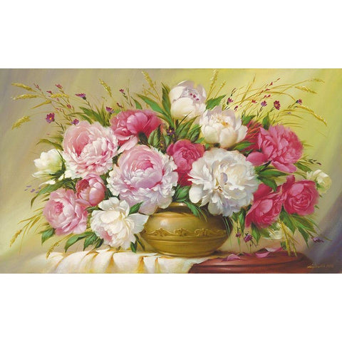 Spring Roses White Modern Wood Framed Art Print by Dvoretskiy, Petrovich