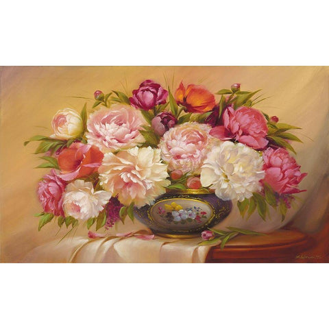 Colorful Roses Black Modern Wood Framed Art Print with Double Matting by Dvoretskiy, Petrovich