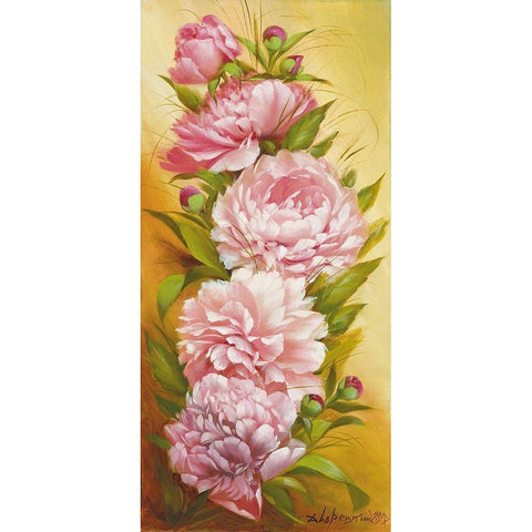 Roses Bloom Black Modern Wood Framed Art Print by Dvoretskiy, Petrovich