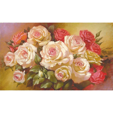 Glamour Roses Black Modern Wood Framed Art Print with Double Matting by Dvoretskiy, Petrovich