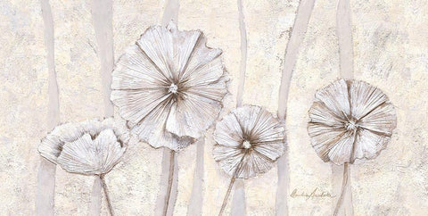 Pearl Poppies White Modern Wood Framed Art Print with Double Matting by Ancilotti, Claudia