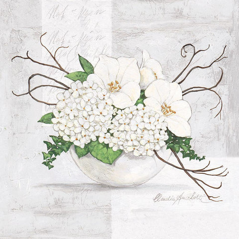 Green Blossom Black Modern Wood Framed Art Print with Double Matting by Ancilotti, Claudia