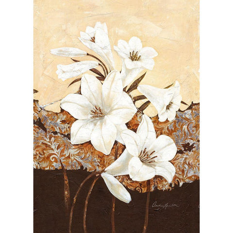 Oriental Lilies Gold Ornate Wood Framed Art Print with Double Matting by Ancilotti, Claudia