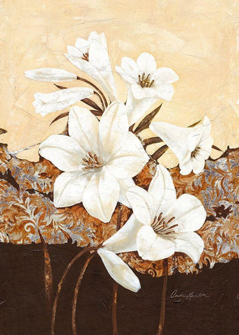 Oriental Lilies Black Ornate Wood Framed Art Print with Double Matting by Ancilotti, Claudia
