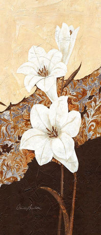 White Oriental Lilies II White Modern Wood Framed Art Print with Double Matting by Ancilotti, Claudia
