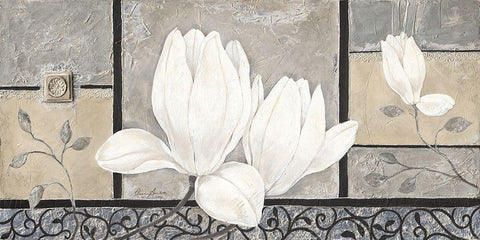 Baroque Magnolia Black Ornate Wood Framed Art Print with Double Matting by Ancilotti, Claudia