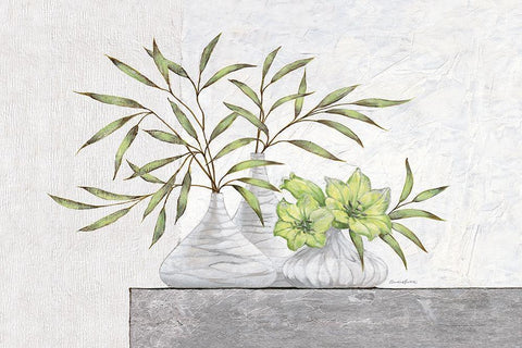 Green Lilies Black Ornate Wood Framed Art Print with Double Matting by Ancilotti, Claudia