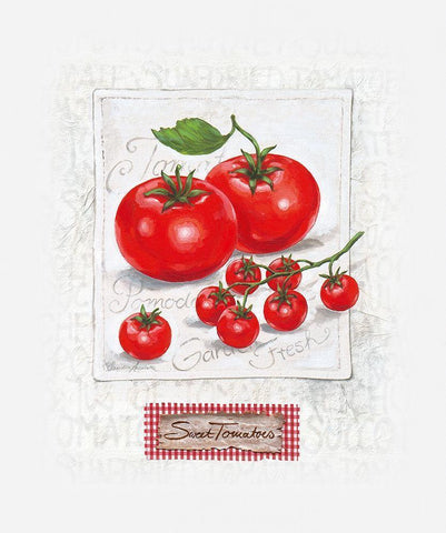 Sweet Sunny Tomatoes White Modern Wood Framed Art Print with Double Matting by Ancilotti, Claudia