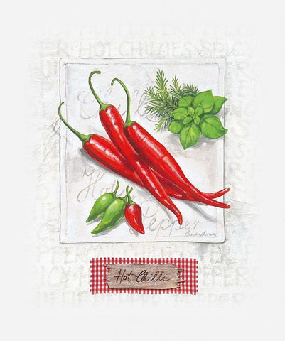 Hot Chilli Pepper White Modern Wood Framed Art Print with Double Matting by Ancilotti, Claudia