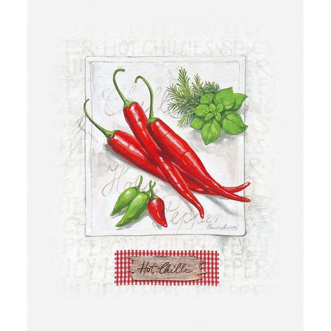 Hot Chilli Pepper White Modern Wood Framed Art Print by Ancilotti, Claudia