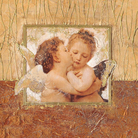 Christmas Kiss White Modern Wood Framed Art Print with Double Matting by Ancilotti, Claudia