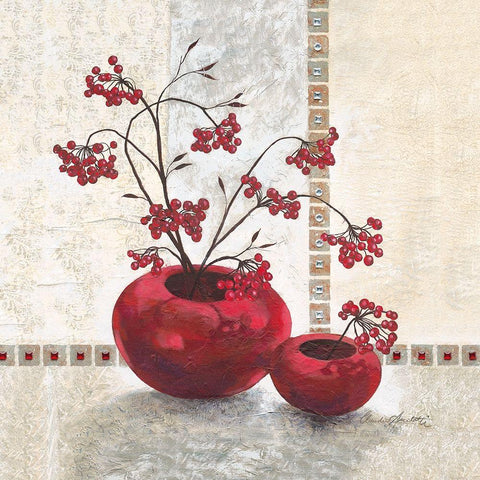 Red Berries White Modern Wood Framed Art Print with Double Matting by Ancilotti, Claudia